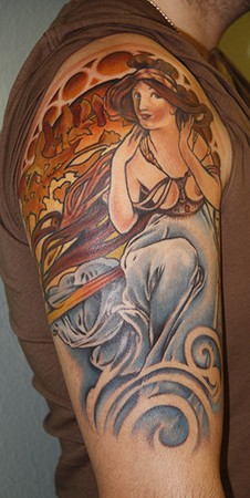 London - Alphonse Mucha half sleeve
